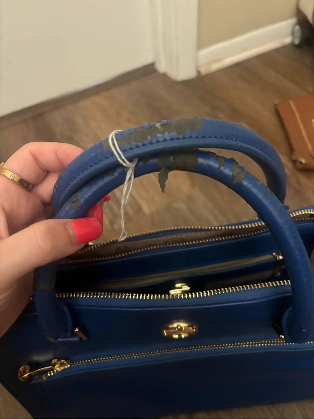Segolene En Cuir Structured Tote with Gold Accent
